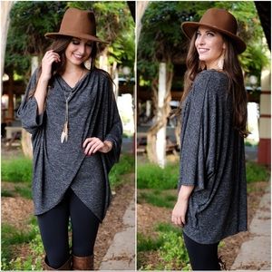 ⭐️Charcoal Gray Poncho Style Tunic ⭐️